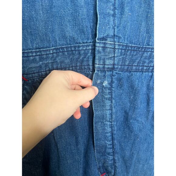 1950s Heavy Thick Distressed Denim Garage Grunge Coveralls Jumpsuit Work Wear M - Picture 6 of 12